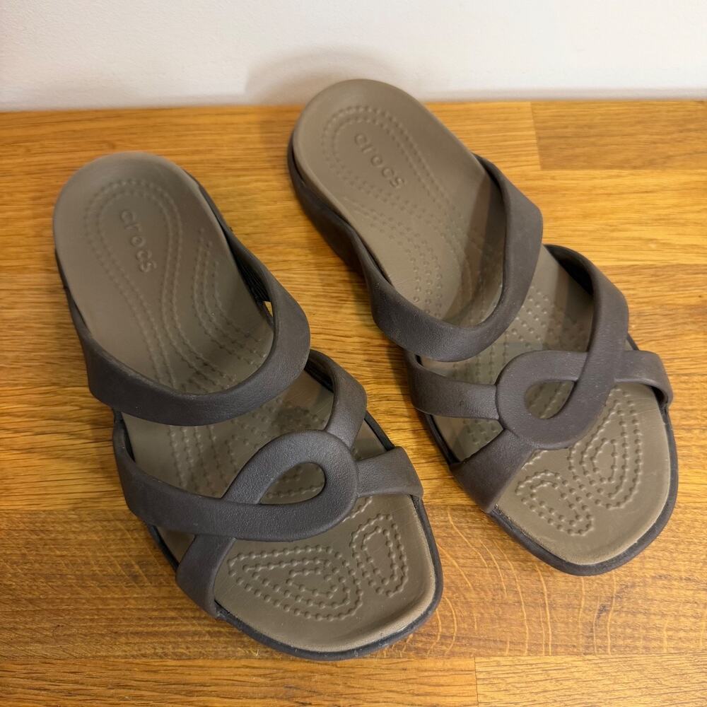 Crocs Sandals Women’s 5 Meleen Twist Slip On Brown Open Toe Comfort Summer